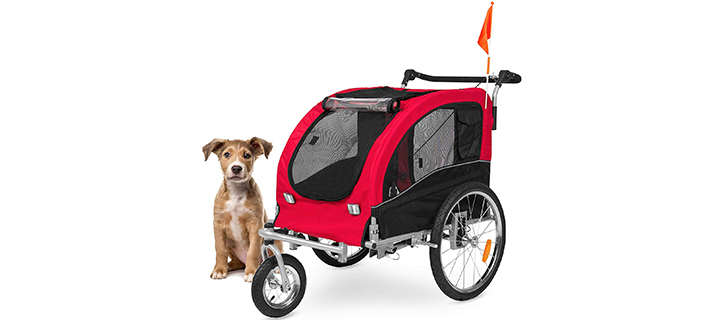 2 in 1 Dog Stroller with Reflectors and Safety Flag