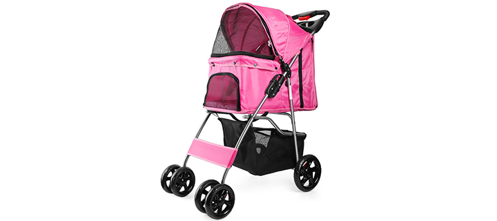 Flexzion 4-Wheel Carriage Cage Cat Stroller